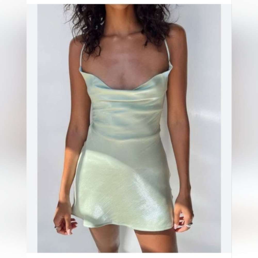Satin ASOS sage green Dress